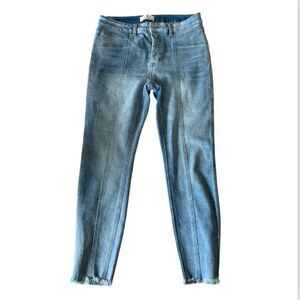 New Skinny Fries High Rise Jeans Button Fly Frayed Slim Ankle Blue Plus Sz 15/32